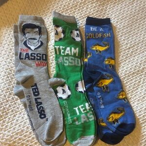 Themed Men's Socks - Gray, Green, and Blue Ted lasso soccer socks